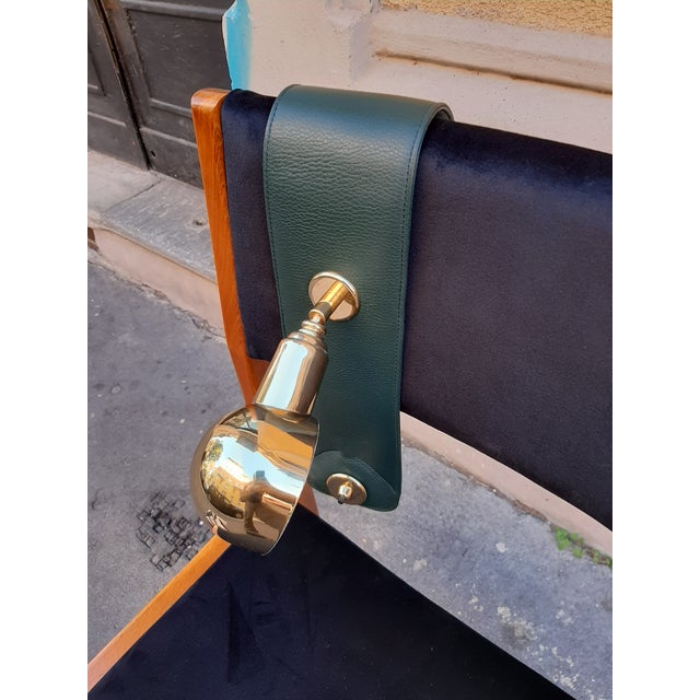 Model LP01 Armchair Lamp in Dark Green, Polished Brass with Power Bank Charging by Luigi Caccia Dominioni for B&B Italia, 1990s For Sale - Image 6 of 12