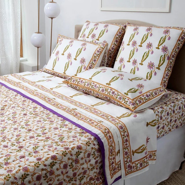 Contemporary Florence-Gina Reversible Quilt, Twin-XL - Lilac & Green For Sale - Image 3 of 3