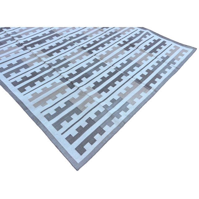 Handmade Cotton Rug, Natural Vegetable Dyed, Beige and White Marianne Rug - 6'x9' For Sale - Image 6 of 12