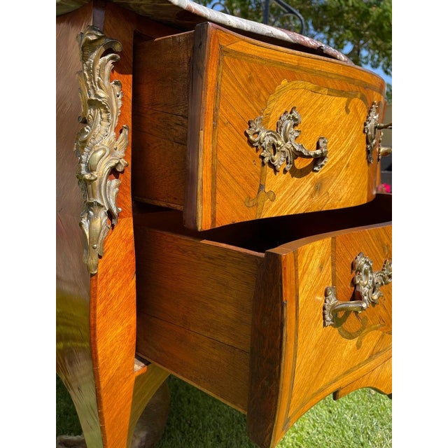 Louis XV Style Marquetry Commode with Bronze by Cheval, 19th Century For Sale - Image 12 of 18