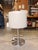 Attributed Vanguard Light Gray Leather Counter Stool With Chrome Pedestal Base For Sale - Image 4 of 5
