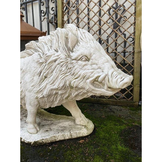 Large Cast Stone Wild Boar Garden Sculpture For Sale - Image 4 of 18