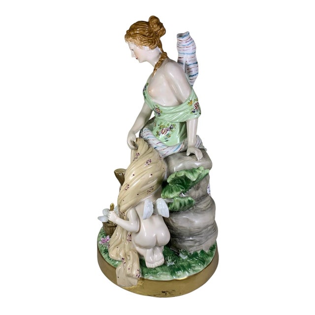 Late 19th Century Dresden (Meissen) Allegorical Venus With Cupid Hiding Under Her Shawl For Sale - Image 5 of 12