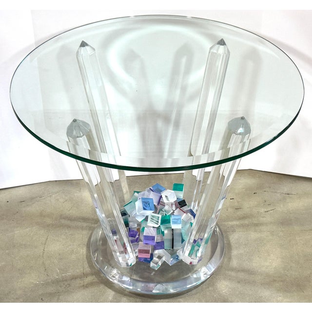 Glass Will Grant Post-Modern Lucite Table with Stacked Color Cubes & Beveled Glass For Sale - Image 7 of 13