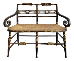 Early 19th Century “American Fancy” Faux Rosewood Paint-Decorated Sheraton Bench