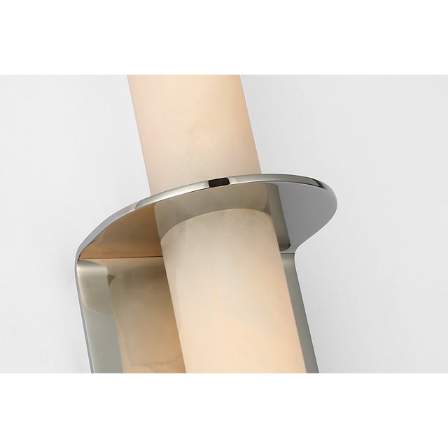 Kelly Wearstler for Visual Comfort Signature Fosse 18" Invertable Offset Oval Sconce in Polished Nickel with Alabaster For Sale - Image 12 of 12