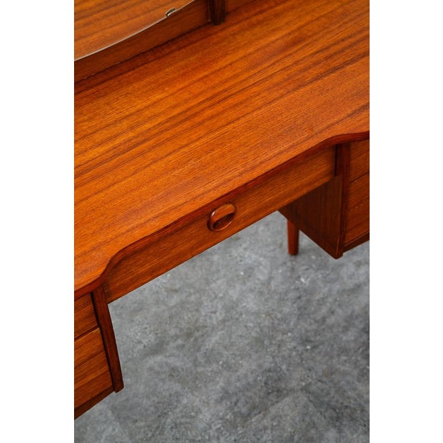 Brown Mid Century Danish Modern Vanity Chest Dresser Teak Adjustable Mirror 5 Drawers For Sale - Image 8 of 12