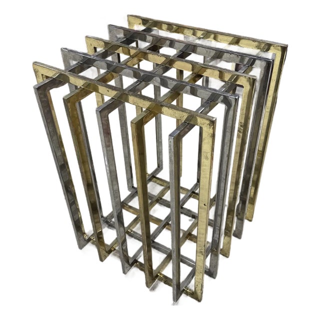 1970s Pierre Cardin Chrome and Brass Cage Dining Table Base France For Sale