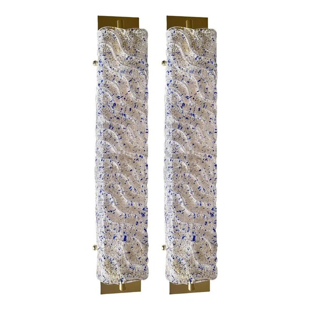 Gold Gold Wall Sconce with Blue Graniglia Murano Glass by Simoeng for Simoeng, Set of 2 For Sale - Image 8 of 8