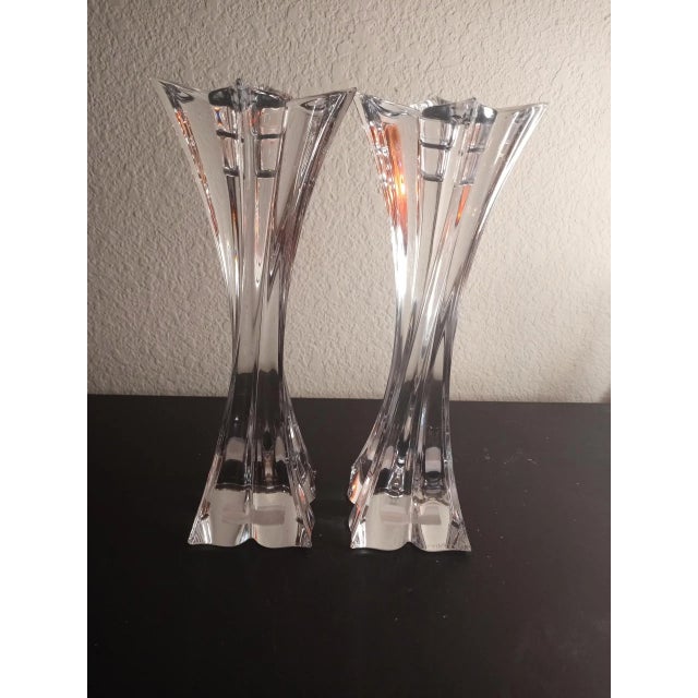 Transparent 1980s Mikasa Florale Crystal Czech Republic Candle Holders - Set of 2 For Sale - Image 8 of 8