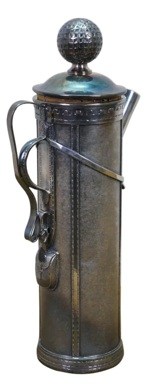 Rare Antique 1921 George Berry Derby Silverplated Golf Bag Cocktail Shaker 13"