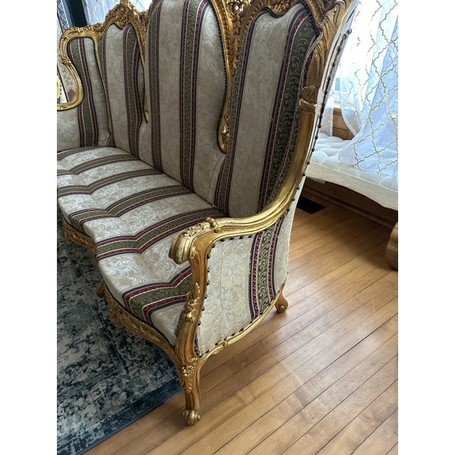 Mid 20th Century Vintage High Back Baroque Highly Carved Gold Gilt Sofa For Sale - Image 10 of 11