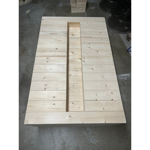 Not Yet Made - Made To Order Handcrafted Rustic Wood Outdoor Coffee Table With Built-in Planter For Sale - Image 5 of 9