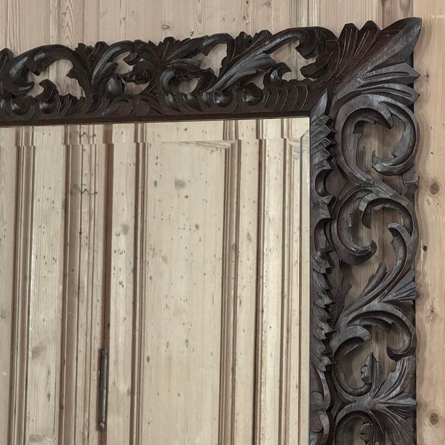 19th Century Renaissance Revival Hand-Carved Oak Mirror For Sale - Image 11 of 15
