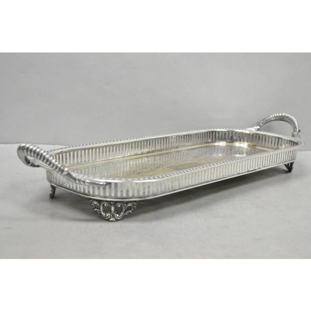 Vintage Amston Victorian Silver Plated Narrow Bar Tray Serving Platter For Sale - Image 13 of 13