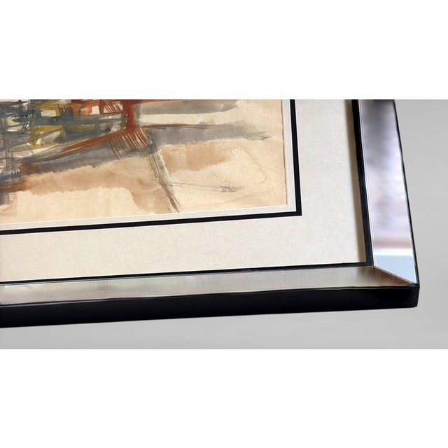 Mid 20th Century Italian Mirror Frame With Abstract Drawing on Textured Paper, Signed and Dated For Sale - Image 9 of 18