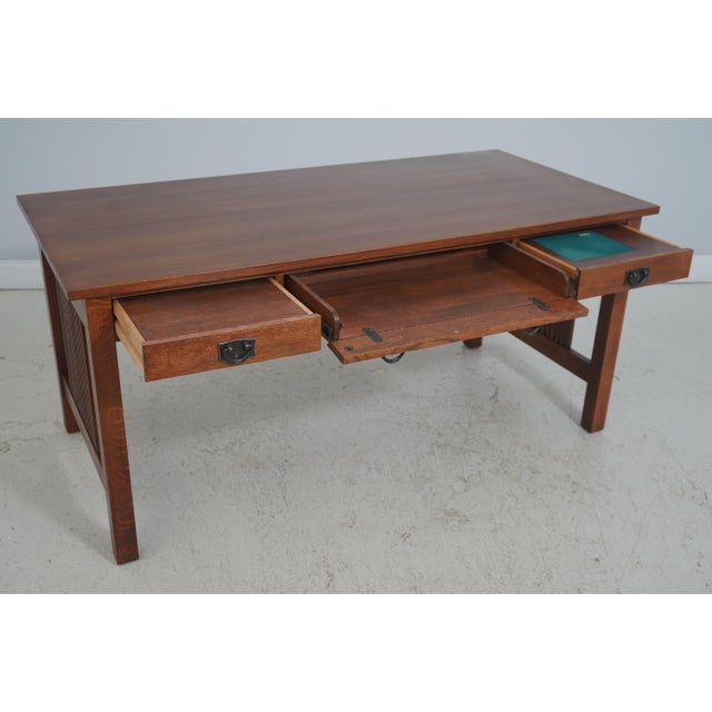 Mission Stickley Mission Oak Spindle Side Office Desk For Sale - Image 3 of 18