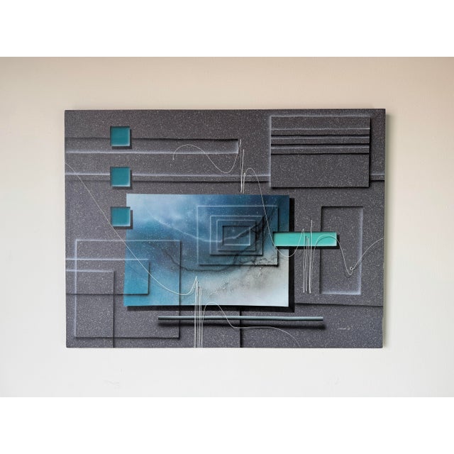 1980s Josef Kugler Abstract Geometric Acrylic on Canvas Painting For Sale - Image 4 of 12