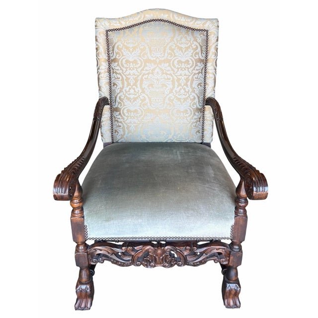 Late 20th Century Italian Baroque Style Carved Walnut Armchairs - A Pair For Sale In Los Angeles - Image 6 of 6