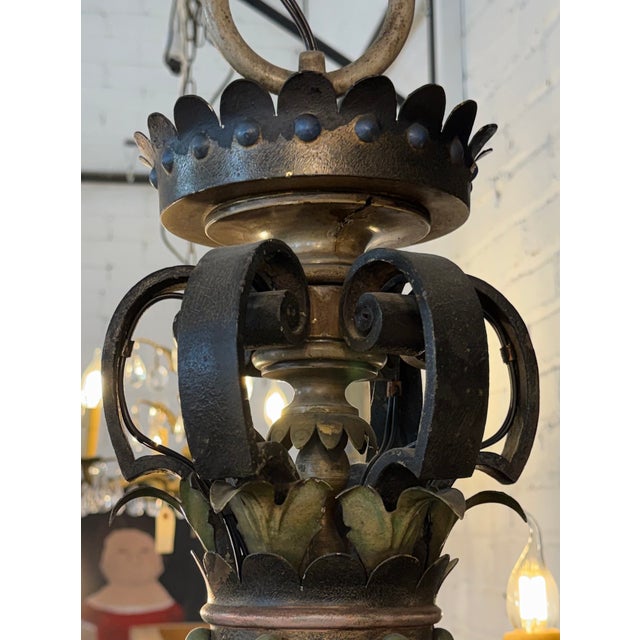 1920s Italian Six Light Chandelier For Sale - Image 4 of 8