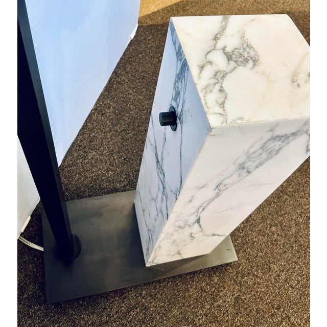 Modern Revelation Modern Carrara Marble Illume Drinks Table/Floor Lamp For Sale - Image 3 of 4