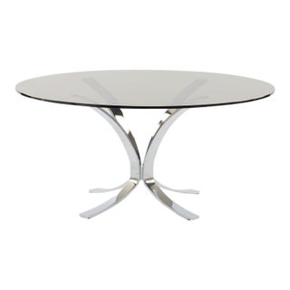 Vintage Tinted Glass & Chrome Coffee Table For Sale