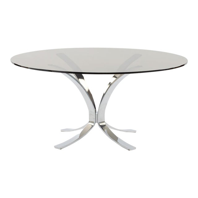 Vintage Tinted Glass & Chrome Coffee Table For Sale