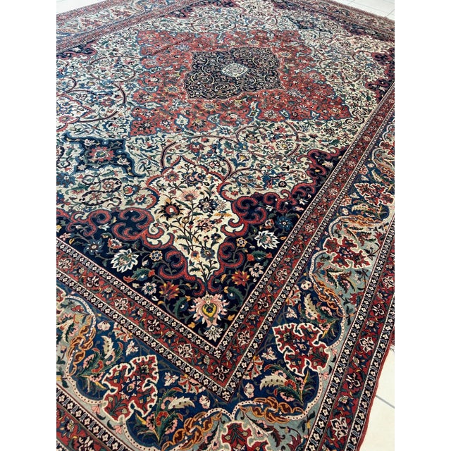 This master piece is a genuine hand made exceptionally fine antique Persian Isphahan palace carpet -
