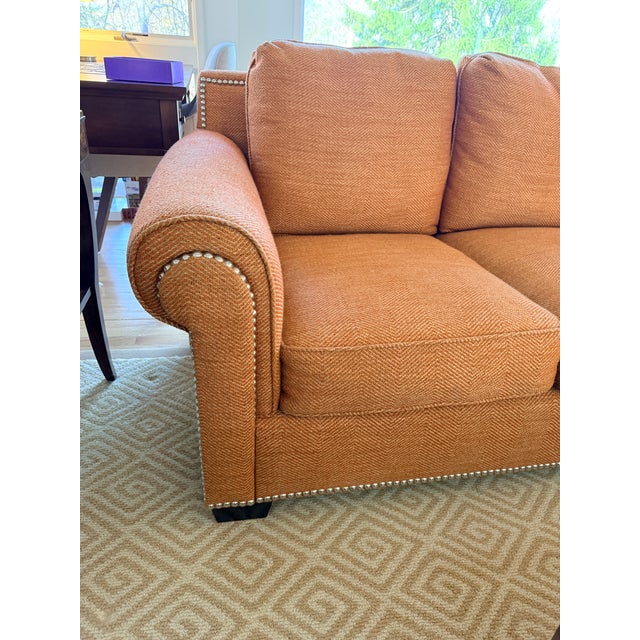Stewart Furniture Orange Tweed Sofa For Sale - Image 13 of 13