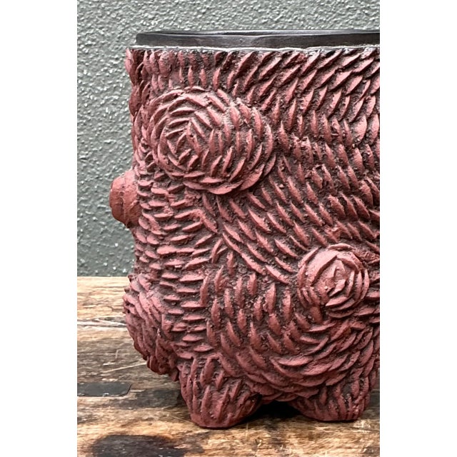 Terra Cotta Vintage Sculptural Ceramic Vase For Sale - Image 8 of 12