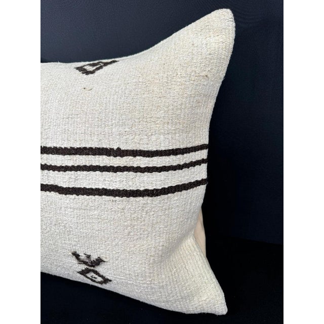 Contemporary Turkish Hemp Pillow Cushion Natural Beige Black Cushion Cover 20"x20" For Sale - Image 3 of 4