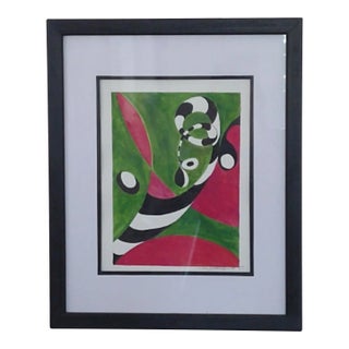 "Black & White Swirl 1" ~ Contemporary Acrylic Painting on Paper, Framed With Glass For Sale