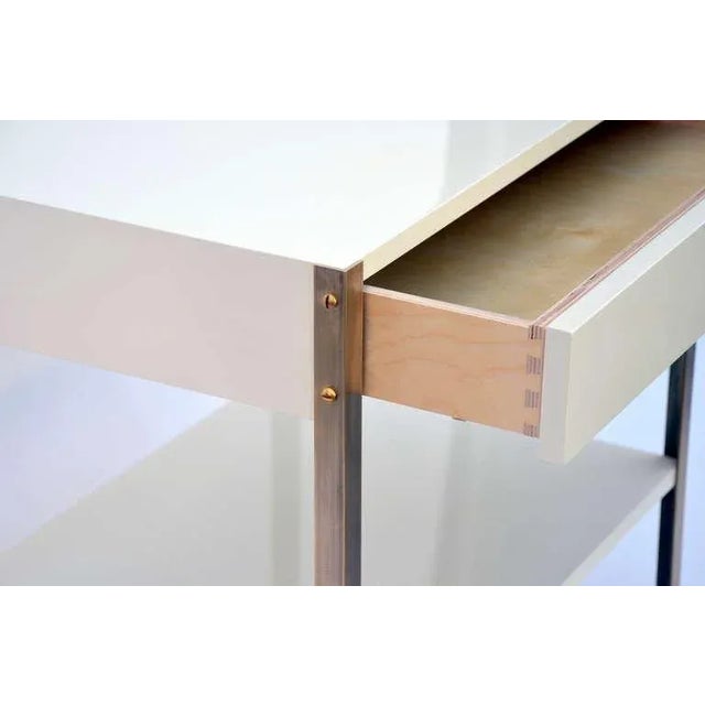 2010s Minimalist Ivory Lacquer and Brass Nightstands - a Pair For Sale - Image 5 of 11