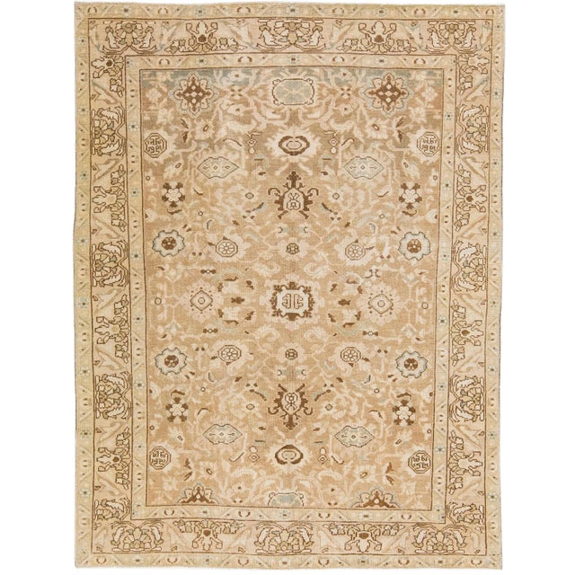 Textile Antique Persian Malayer Handmade Beige Wool Rug With Allover Motif For Sale - Image 7 of 7