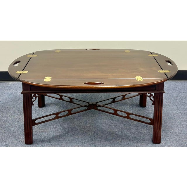 Wood Knob Creek Mahogany Chinese Chippendale Butlers Tray Coffee Table For Sale - Image 7 of 11
