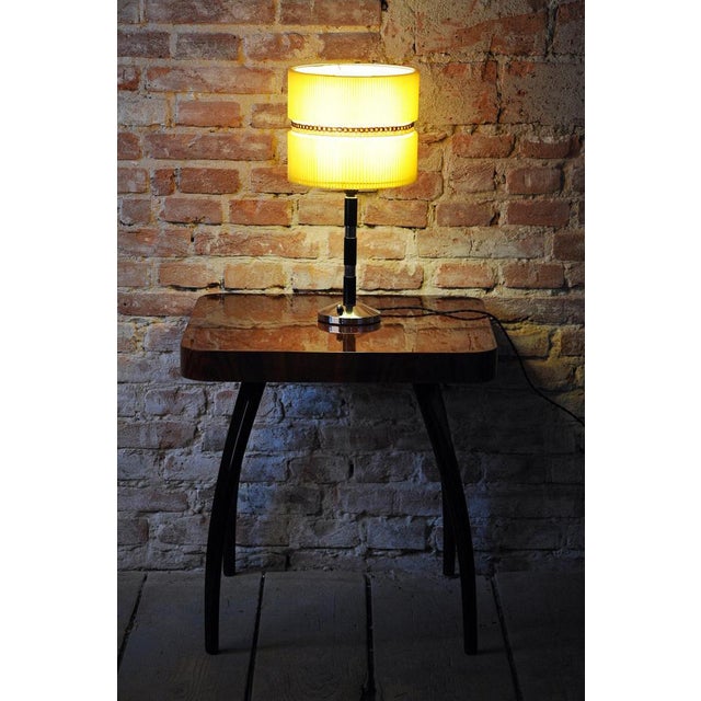 Art Deco Table Lamp in Chromed Steel, Beech and Parchment, Czech, 1940s For Sale - Image 9 of 13