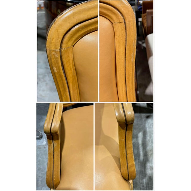 1990s Pair of William Switzer Louis XV Leather Armchairs For Sale - Image 17 of 18