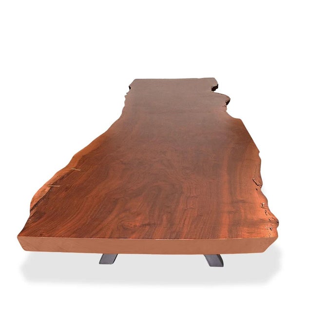 Custom 16 Feet Double Slab Claro Walnut With Cantilever Base Table - George Nakashima Inspired For Sale - Image 15 of 15