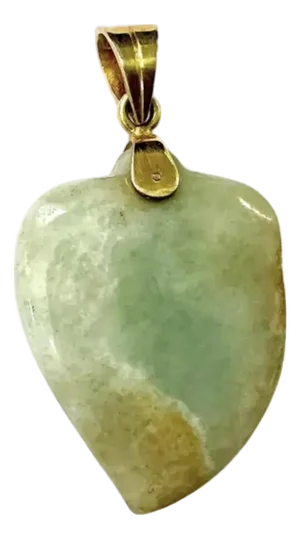 14k Gold and Natural Jade Heart Pendant