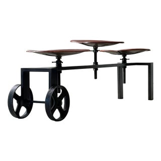 Industrial Bench with Adjustable Leather Seats by Kare Design, 2000s For Sale