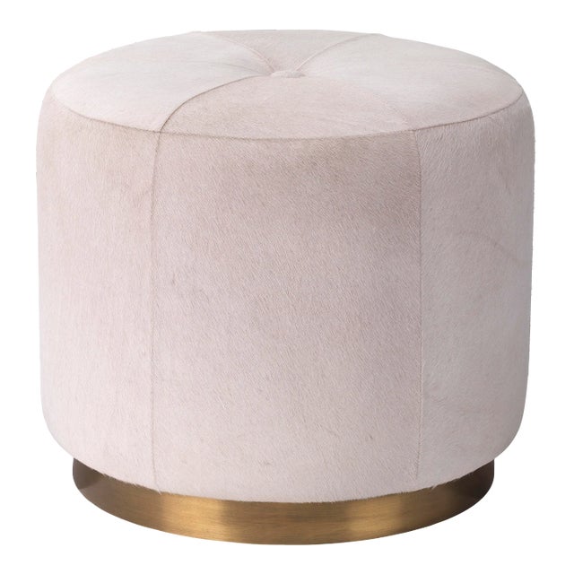 Jamie Young Thackeray Round Pouf in White, Small For Sale