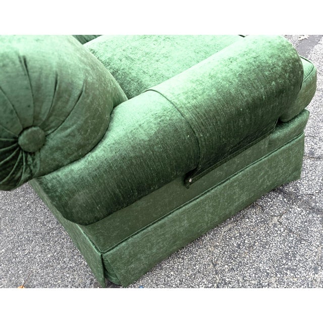 Late 20th Century Vintage Skirted Rolled Arm and Rolled Back Velvet Sofa For Sale - Image 5 of 11