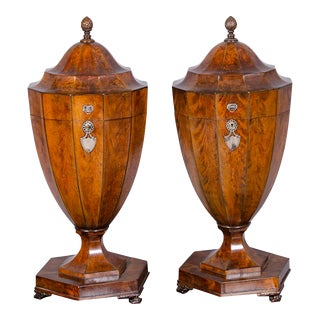 Pair of Regency Mahogany Knife Urns For Sale