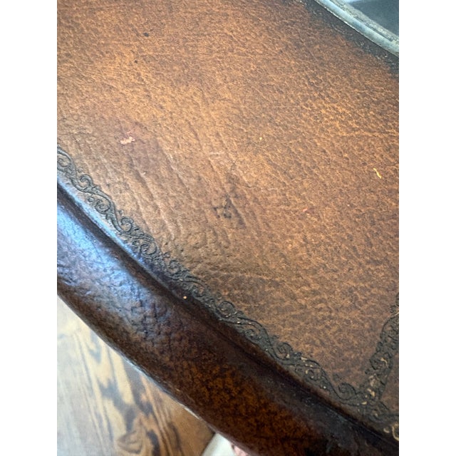 Vintage Leather & Antiqued Metal Side Table in the Style of Maitland-Smith For Sale - Image 11 of 12