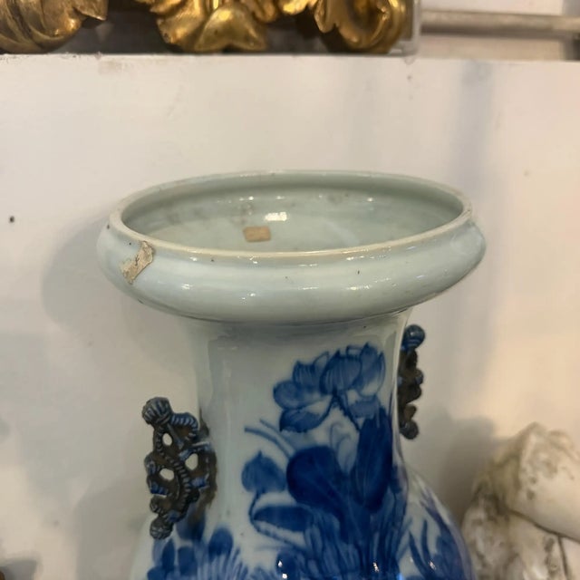 Blue 1950s Traditional Qing Dynasty Style Chinese Porcelain Vase For Sale - Image 8 of 13