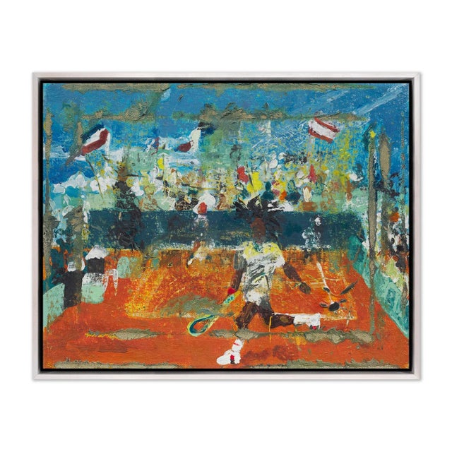 Shaun Ellison Yannick Noah by Shaun Ellison in White Frame, Medium Art Print On Canvas For Sale - Image 4 of 4