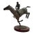 Late 20th Century Jockey on Horse Sculpture Vintage Metal Rider Equestrian Figurine on Wooden Base For Sale