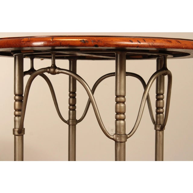 Brown Late 20th Century French Style Pine Top Iron Base Pub Table For Sale - Image 8 of 12