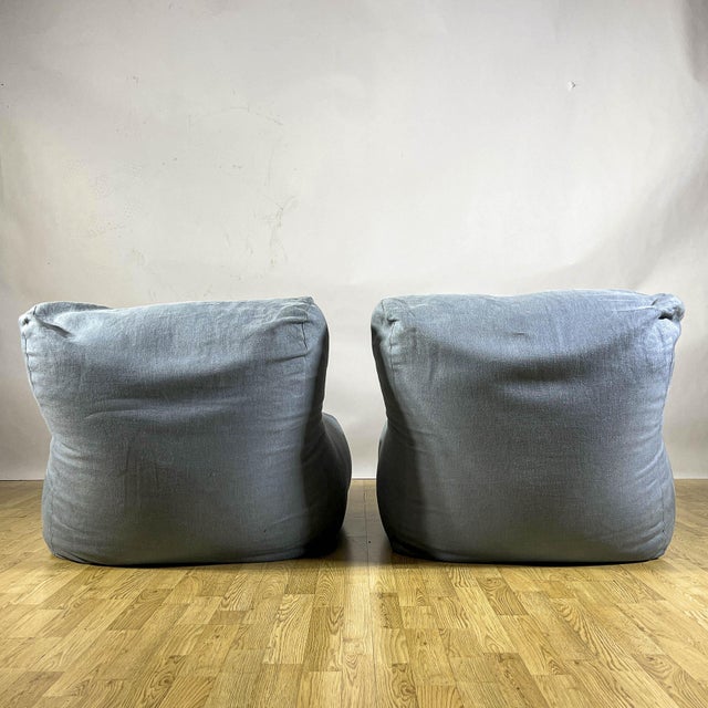 Milano Indoor Armchairs in Turquoise Linen from Trimer, Set of 2 For Sale - Image 5 of 9