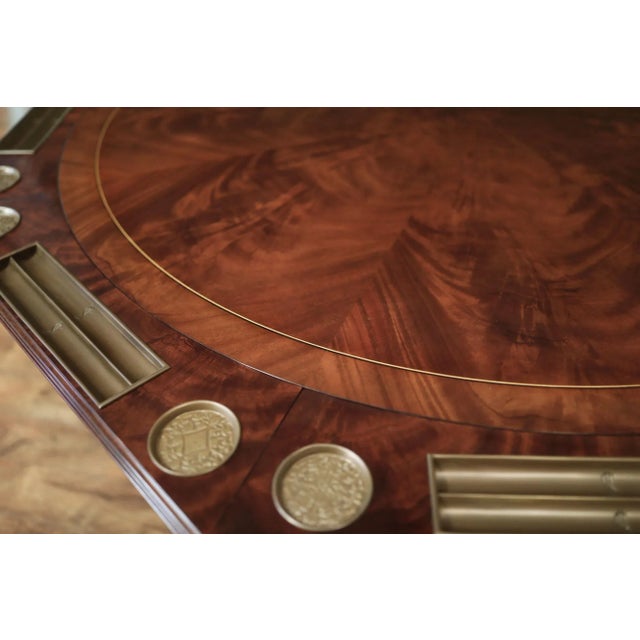 Round Expanding Dark Mahogany Dining & Poker Table With Two-Leaf Storage Cabinets by AntiquePurveyor For Sale - Image 4 of 12